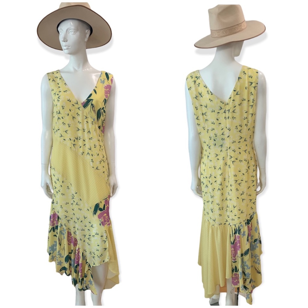 Forest Lily Butter Yellow Floral Print Midi Dress
